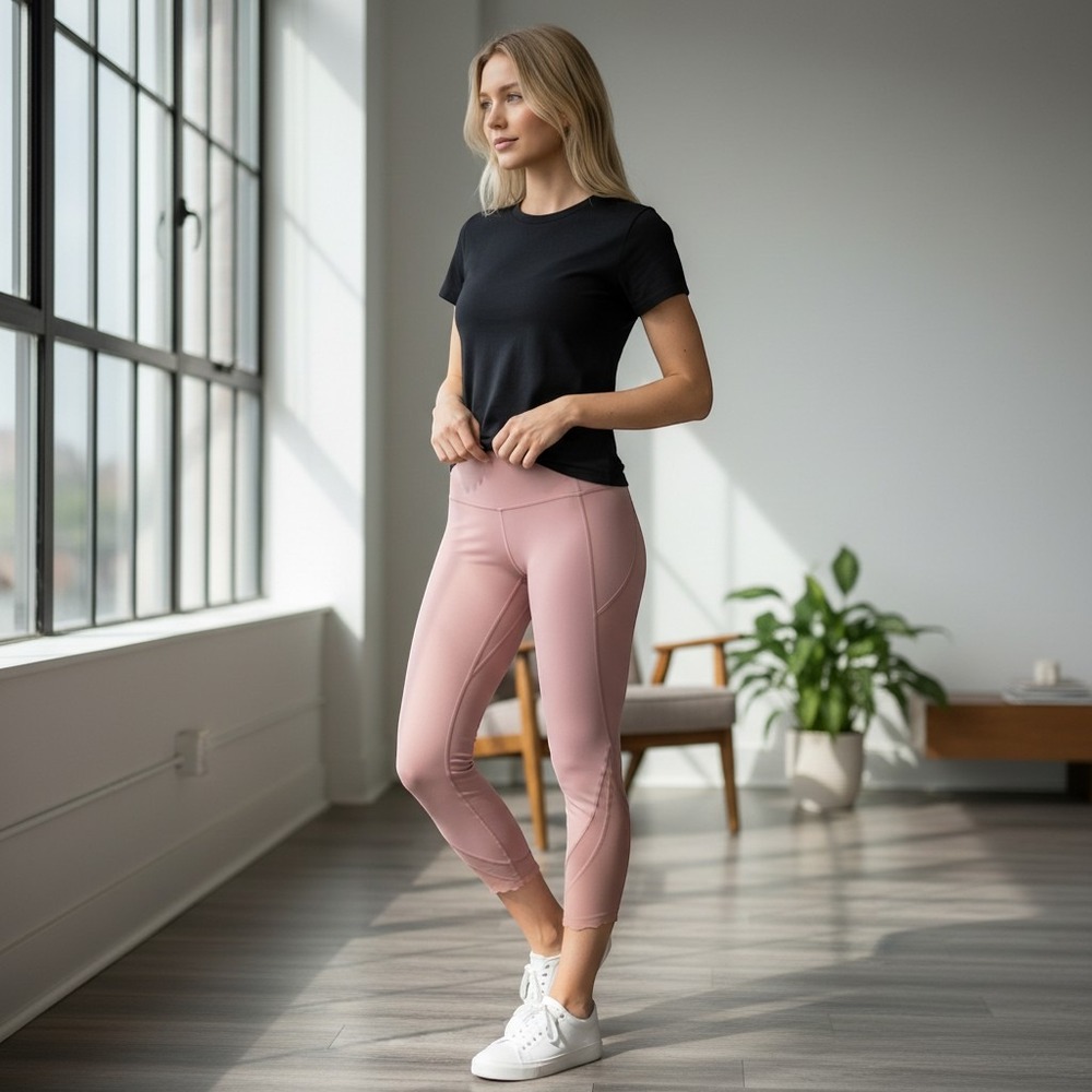 Lululemon Align High-Rise Crop 21 Scallop Mesh Leggings Pink Size 4